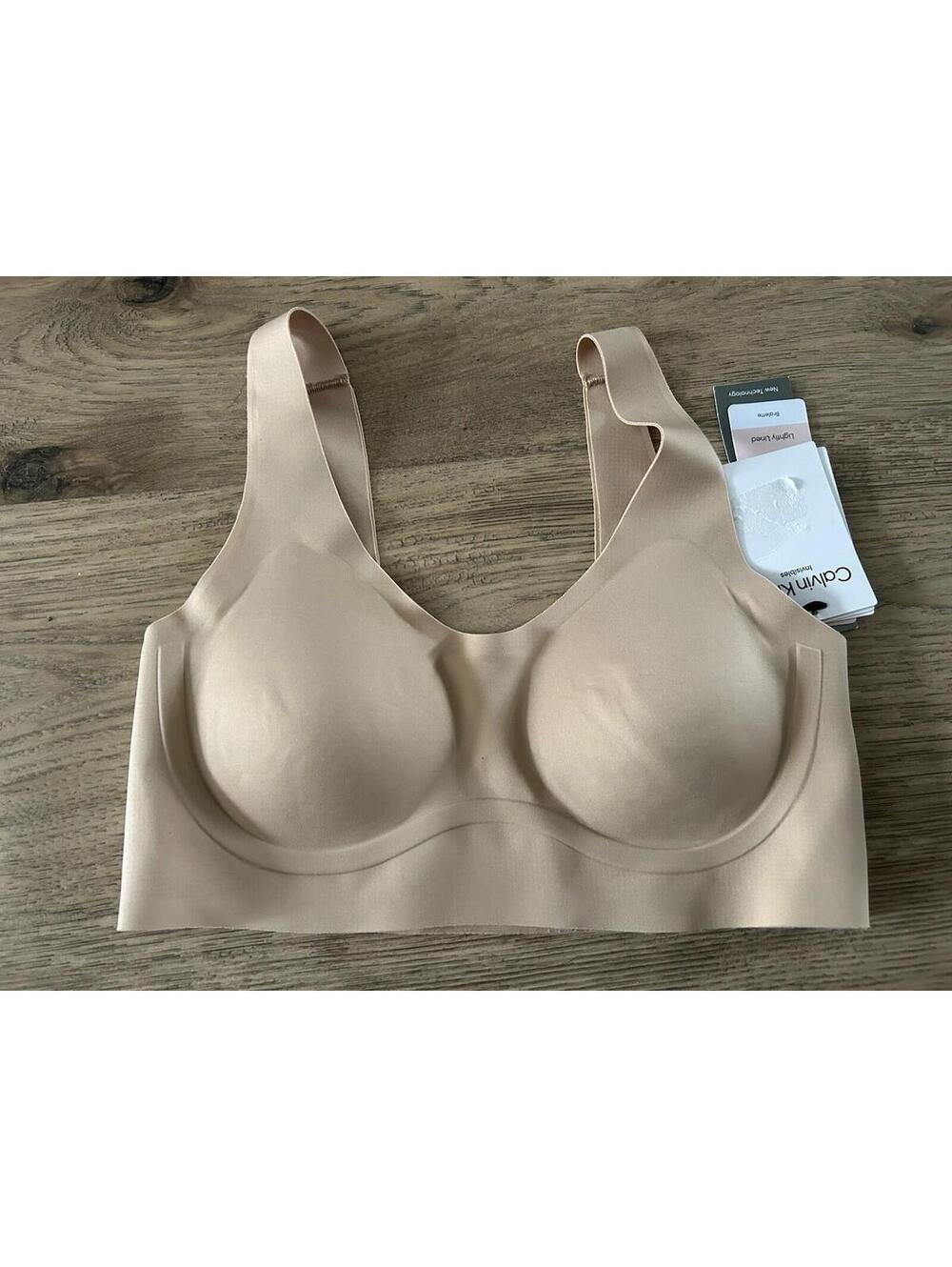 Calvin Klein Invisibles Comfort Seamless Scoop Bralette Bra Nude Sz Xsmall